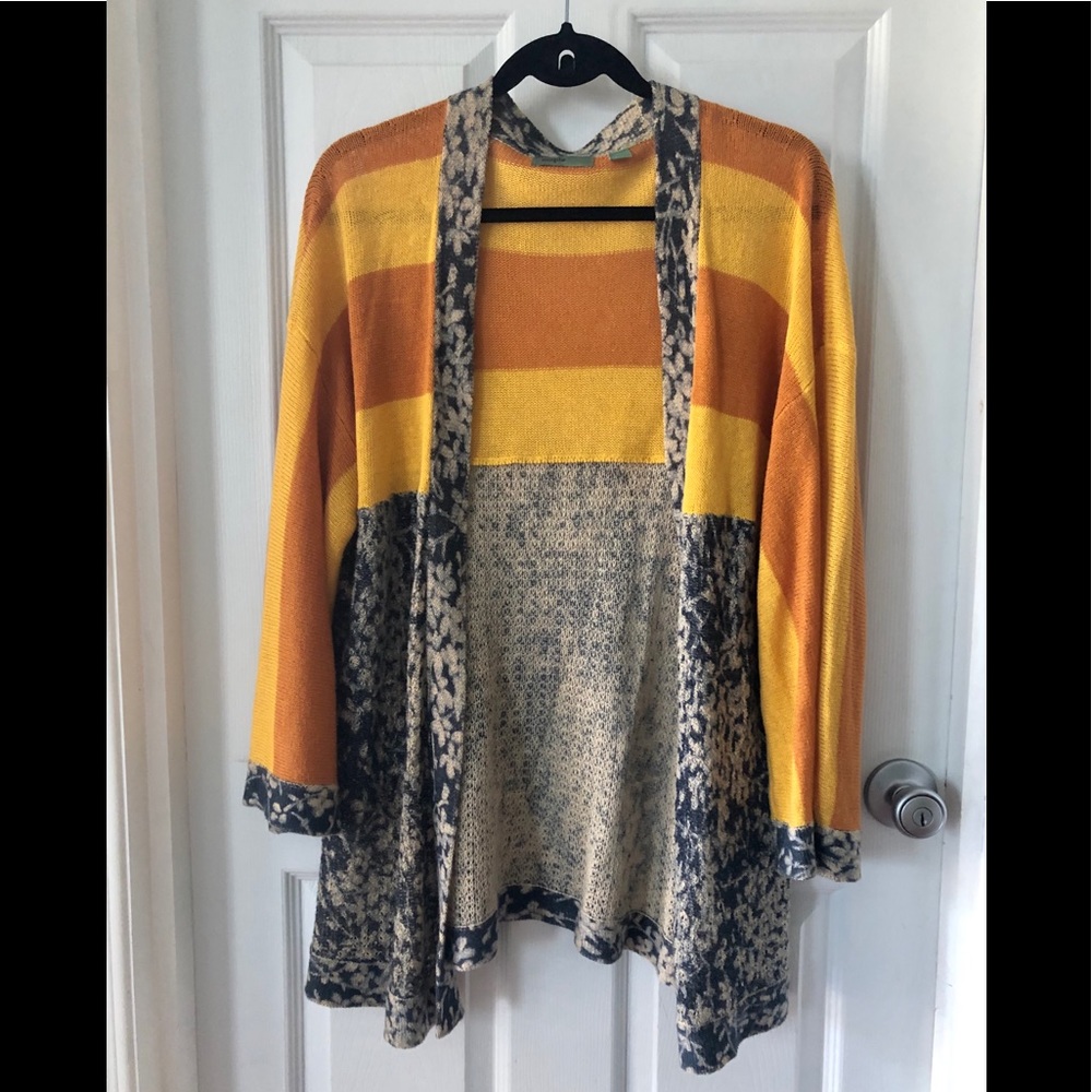 Anthropologie Mixed Floral/ Stripe Sweater